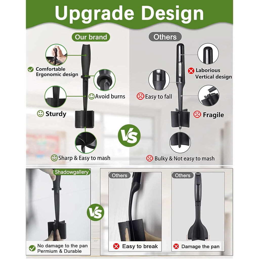 Upgrade Meat Chopper, Heat Resistant Meat Masher For Hamburger, Ground Beef Smasher, Nylon Hamburger Grinder Utensil For Ground Beef, Non Stick Mix Ground Chopper, Mix And Chop Potato Masher Tool