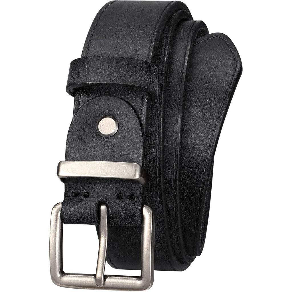 Women's Full Grain Leather Belt for Jeans Pants Real Genuine Leather Waist Belt with Matte Gold/Silver Buckle