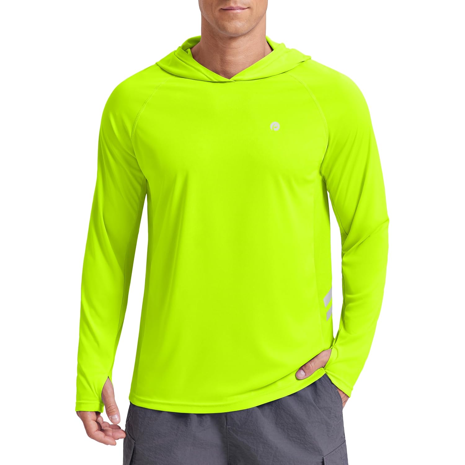 Pinspark Men'S Upf 50+ Sun Shirts Long Sleeve Fishing Hoodie, Uv Protection Rash Guard For Outdoor Hiking Running Swim Shirt