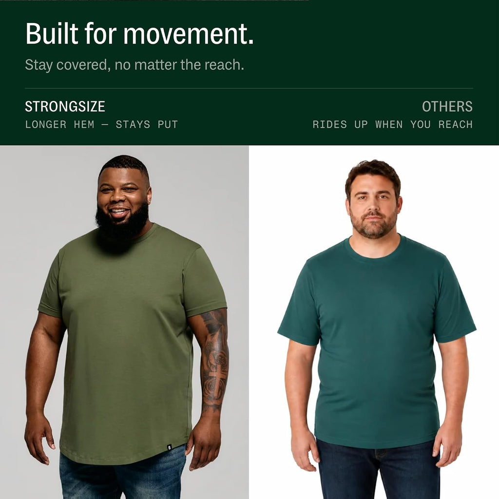 Strongsize Big And Tall T-Shirts For Men – Stretch Cotton Crewneck Xl-8Xl | Available In Regular And Longer Length