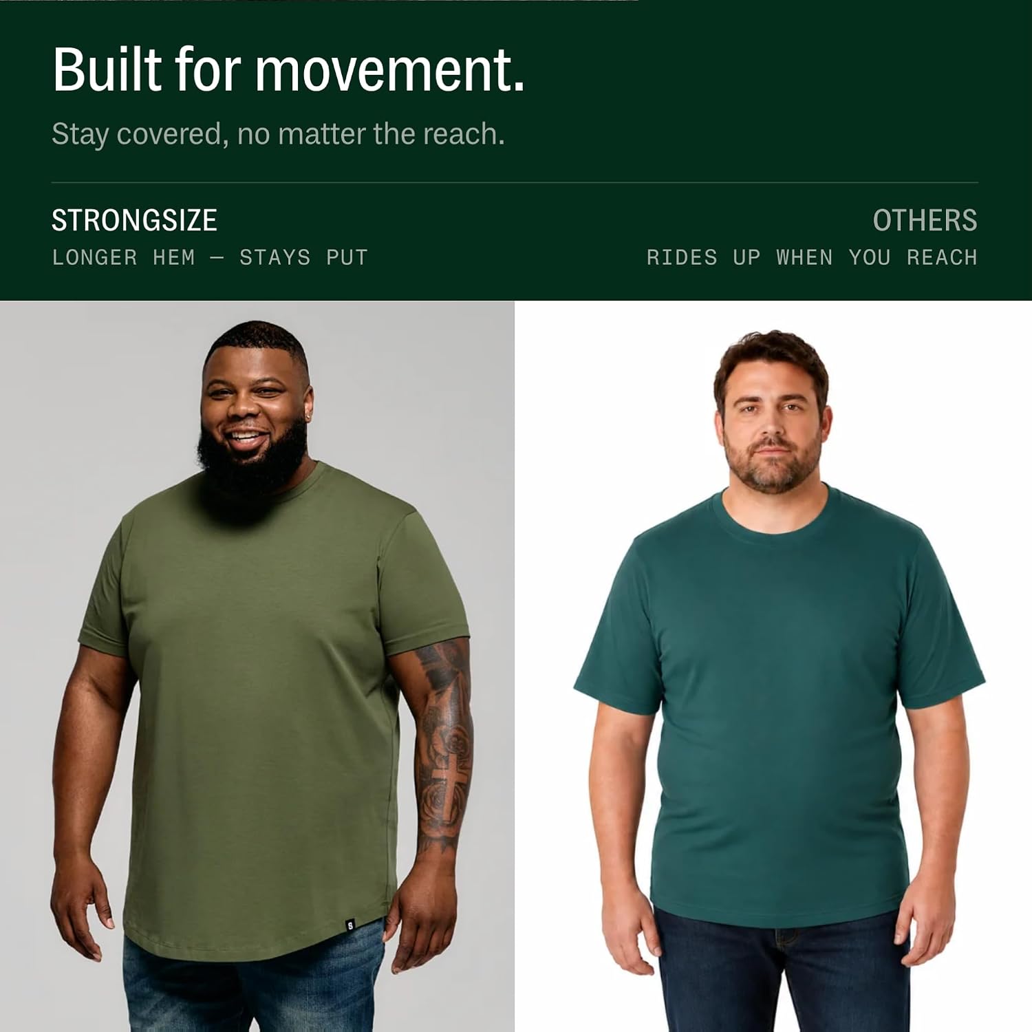 Strongsize Big And Tall T-Shirts For Men – Stretch Cotton Crewneck Xl-8Xl | Available In Regular And Longer Length