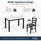 Phi Villa Solid Wood Dining Table Set For 4, Marble Design Kitchen Table Chairs Set Of 4, 5 Piece Space-Saving Dining Room Table Set For Apartment, Venatino White Marble& Black