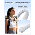 Jisulife Portable Neck Fan, Hands-Free Bladeless, 5 Speeds, 4000 Mah | Battery Operated Wearable Personal Fan, Twistable, Rechargeable Travel Essentials, Gifts For Women Men-Grey