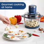 La Reveuse Food Processor,Electric Food Chopper With 7-Cup (1.7L) Glass Bowl, 4 Bi-Level Blades For Chopping,Grinding,Mincing,Whisking,Meal Prep,300W,Blue