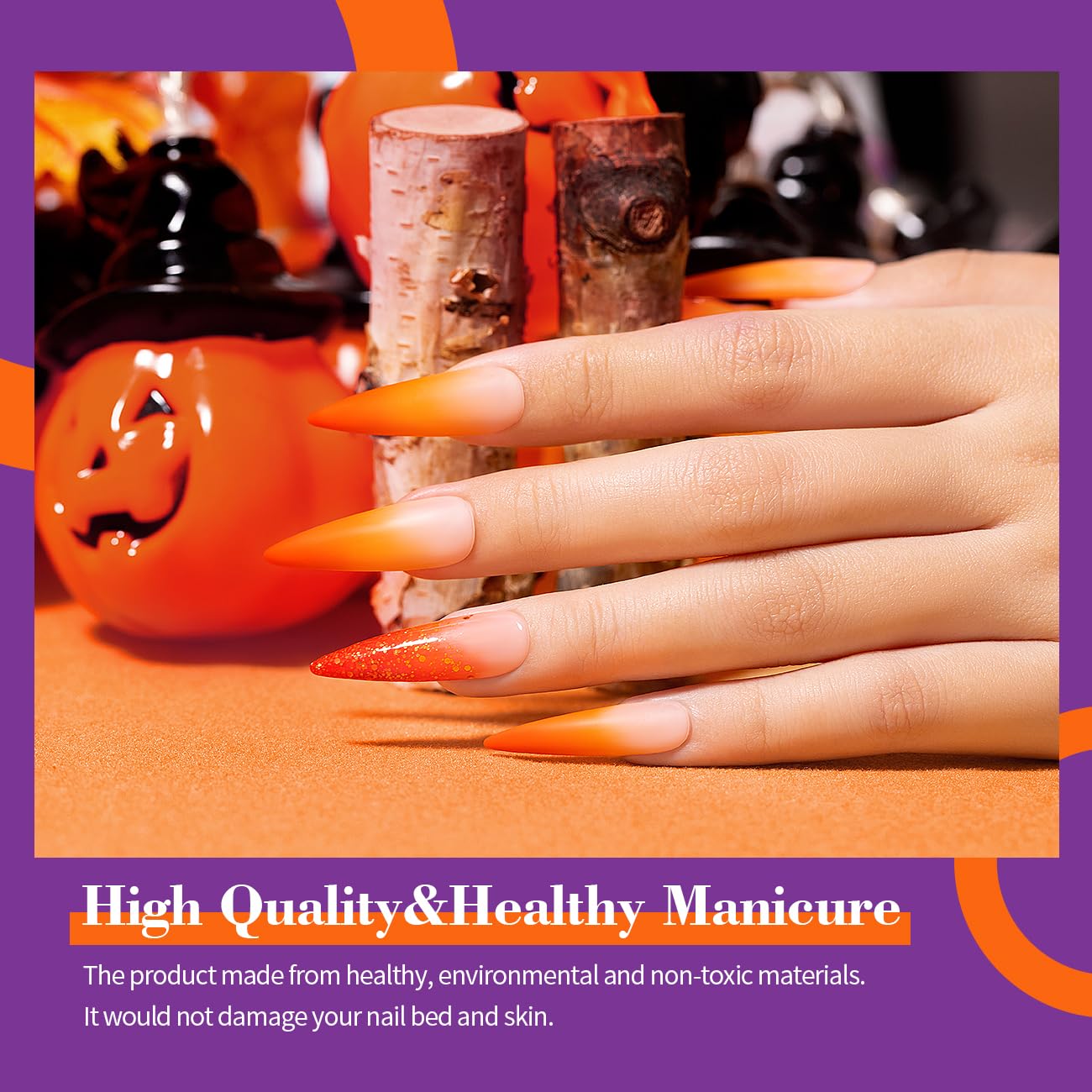RARJSM Gel Nail Polish Set 6 Colors Black Iridescent Glitter Pumpkin Orange Red Purple Neon Green Autumn Winter Halloween Gel Polish Kit Soak off Salon DIY Home Nail Art Manicure 7.5ML