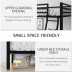 Sha Cerlin Bunk Bed Twin Over Twin Size With Ladder And Guardrail,Black