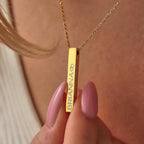 Elosh Customized Elegance 3D Vertical Bar Necklace with Engraved Name Pendant Personalized with your text Custom made