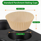 Caperci Unbleached Parchment Cupcake Liners 225Pcs - Standard Paper Muffin Liners Cups For Baking, Cupcake Wrappers With Excellent Greaseproof, Non-Stick & Non-Slip, Food Grade (Natural)