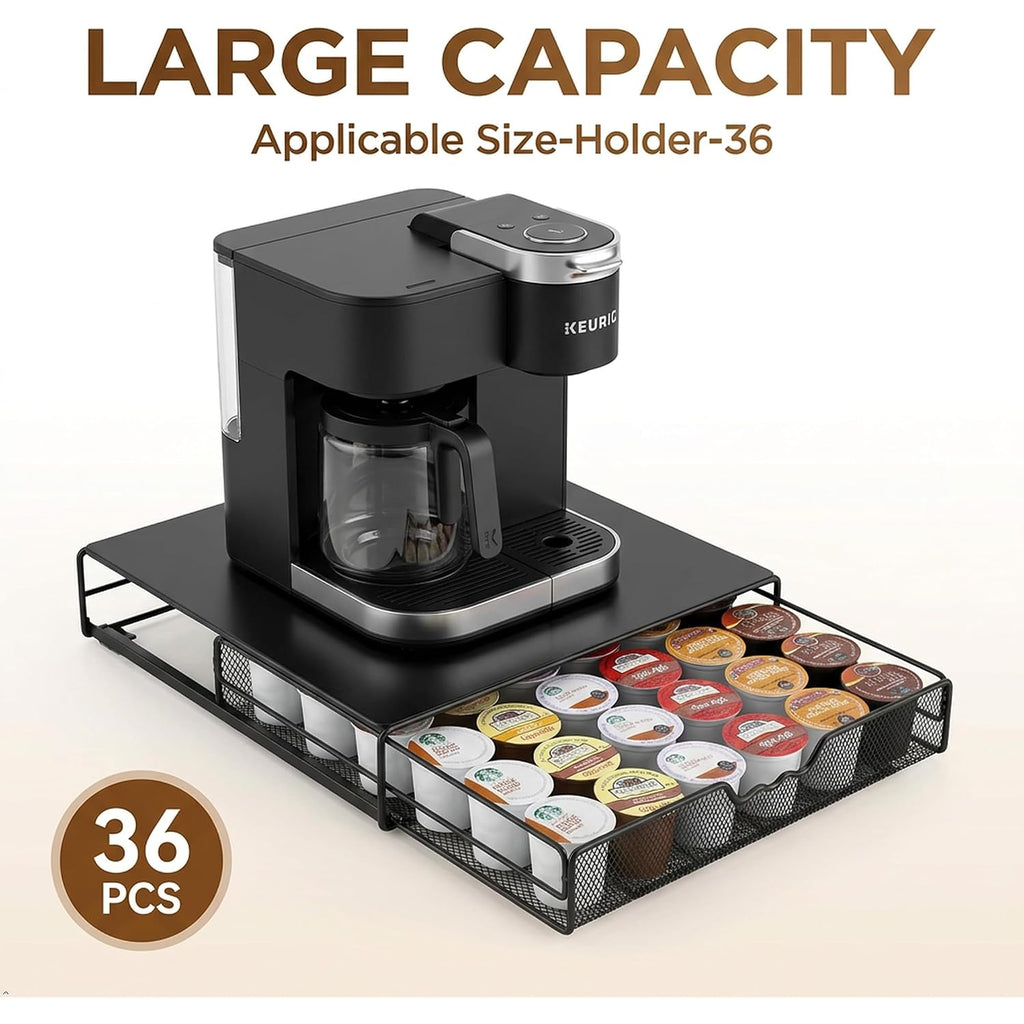 Decobrothers K-Cup Holder Drawer For 36 Coffee Pods Storage, Black