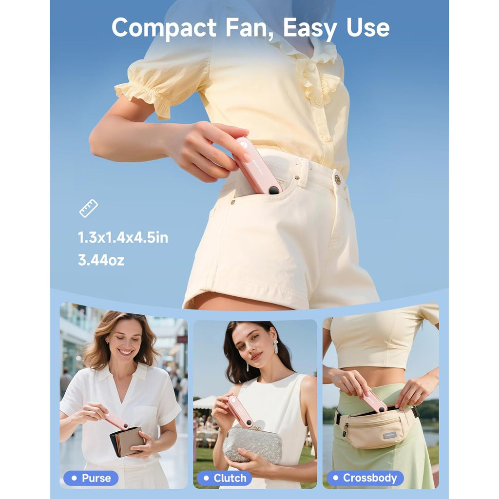 Sweetfull Portable Handheld Mini Fan With Led Display, 3-In-1 Personal Foldable Usb Rechargeable Hand Held Fan & Flashlight For Travel, Lash Eyelash, Cute Small Pocket For Women, Girls