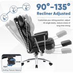 Dumos Home Office Desk Executive Chair - Ergonomic Big Tall High Back With Footrest & Lumbar Support, Reclining Height Adjustable, Comfy Pu Leather Computer Gaming With Swivel Wheels, Black