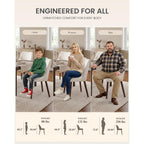 Upholstered Dining Chairs Set Of 4, Farmhouse Fabric Kitchen Chairs With Solid Wood Legs, Modern Dining Room Chairs For Restaurant & Cafe, Beige