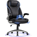 Colamy Executive Office Chair-Ergonomic Computer Desk Chair, High Back Leather Chair With Padded Flip-Up Arms, Swivel Home Office Chair, Black