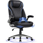 Colamy Executive Office Chair-Ergonomic Computer Desk Chair, High Back Leather Chair With Padded Flip-Up Arms, Swivel Home Office Chair, Black
