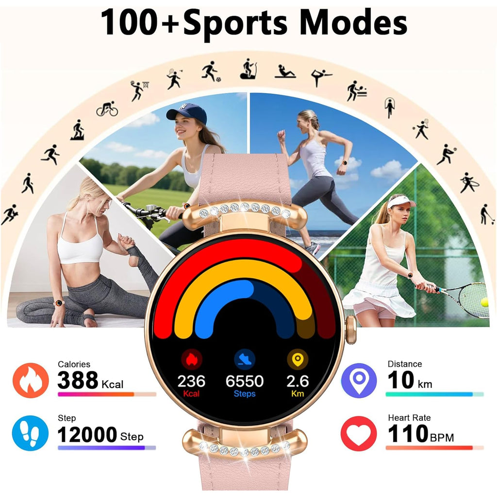 Smart Watches for Women,Answer/Make Call,1.32" AMOLED Ultra-Clear Screen Women Watch with Heart Rate,Sleep Monitor, Fitness Watch for Samsung/Android/iOS,100+ Sports Mode,3ATM Waterproof