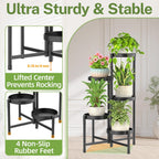 Plant Stand Indoor Outdoor, 5 Tier Corner Metal Flower Display Holder Shelf, Folding Tall Orchid Rack For Patio Balcony Porch Garden Living Room House, Black