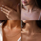 CONRAN KREMIX Waterproof Gold Necklace Layered Necklaces for Women Non Tarnish,14k Gold Plated Stainless Steel Dainty Stack Thin Chain Necklace Set for Women Gifts Jewelry