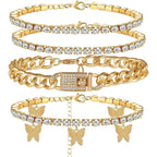yfstyle Butterfly Ankle Bracelet for Women Rhinestone Anklets Bulk Adjustable Layered Beach Ankle Bracelet Braided Chain Anklet Charm Ankle Bracelet Jewerly Gift