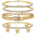 yfstyle Butterfly Ankle Bracelet for Women Rhinestone Anklets Bulk Adjustable Layered Beach Ankle Bracelet Braided Chain Anklet Charm Ankle Bracelet Jewerly Gift