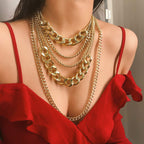 CSIYANJRY99 Chunky Gold Necklaces for Women,Multilayer Punk 80s Hip Hop Necklace,Layered Cuban Link Chain Statement Necklace 90s Freaknik Outfit Accessories for Women