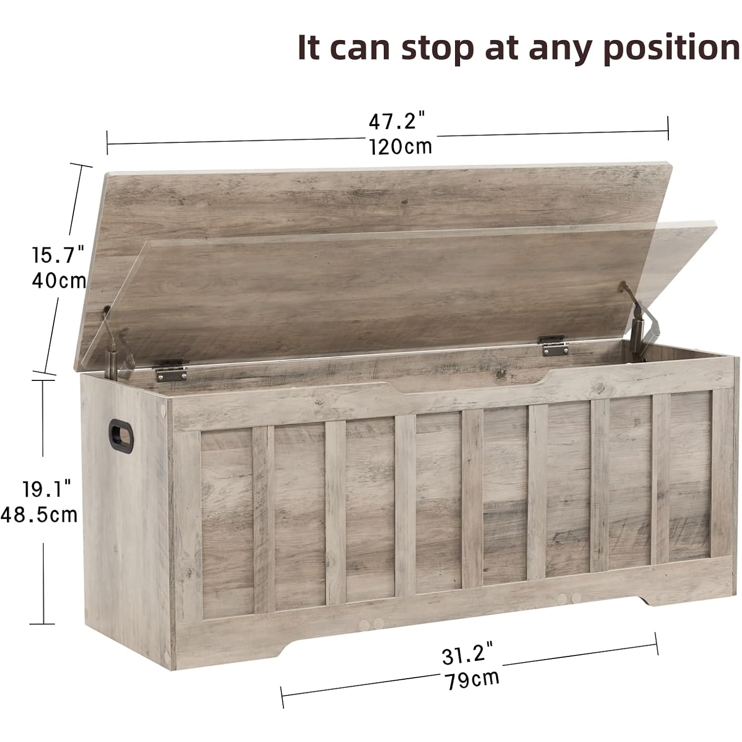 VANKILEY 47.2" Storage Chest Extra Large,Storage Trunk with 2 Safety Hinges,Wooden Storage Bench,Shoe Bench,47.2x15.7x19.1 Inch,Easy Assembly,Storage Bench for Bedroom,Living Room,entryway(Greige).
