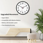 Foxtop 4 Pack Multi-Time Zone Black Wall Clock, 12 Inch Silent Non Ticking Quartz Battery Operated Round Classic Analog Wall Clock For Classroom School Office Living Room Bedroom Home