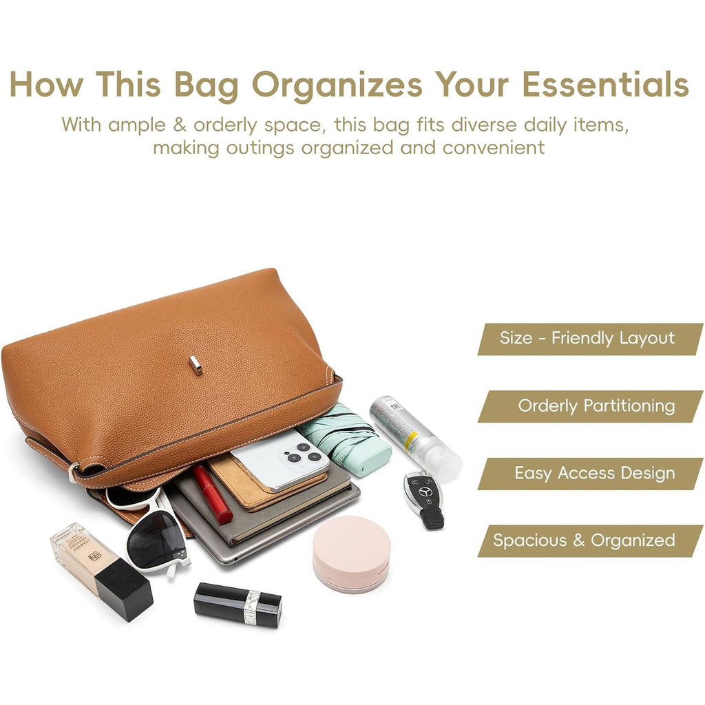 Leather Crossbody Bag for Women, Multiple Compartments for Everyday & Travel