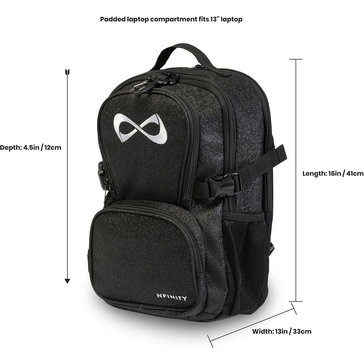 Nfinity Petite Sparkle Cheer Backpack - Lightweight Durable Storage Bag