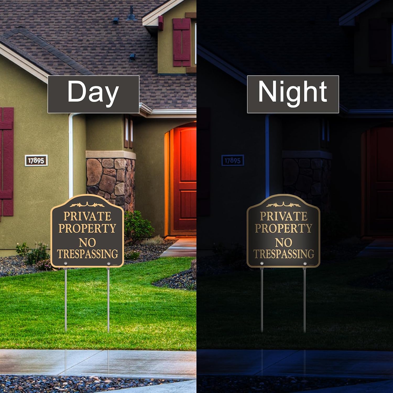 2 Pack Large No Trespassing Signs Private Property | Metal, Aluminum, Includes Metal Yard Stakes For Easy Installation, 12X12 Inches