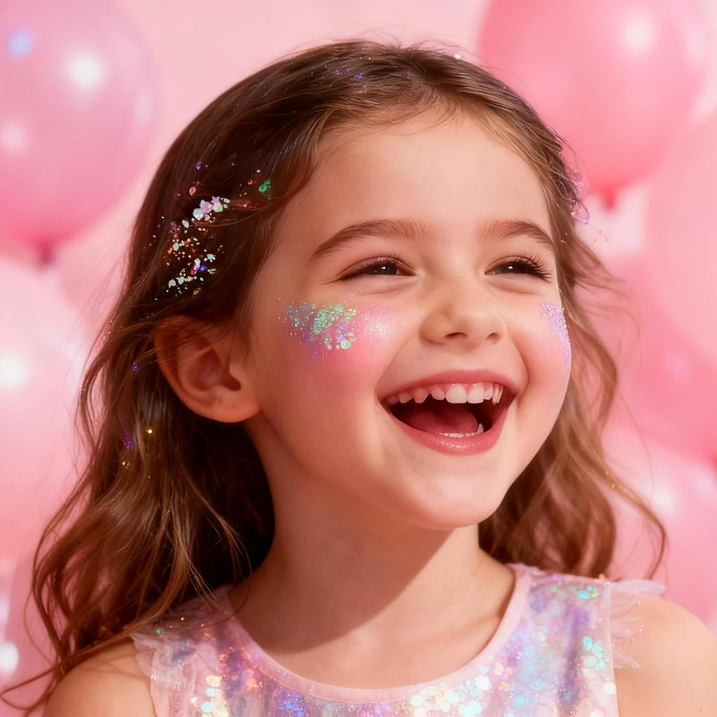 Iridescent White Body Glitter Stick, Face Hair Glitter Gel For Kids, Festival Rave Outfit Accessories For Women, Sparkling Mermaid Sequins Chunky Glitter Makeup, 0.56Oz