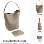 Befen Genuine Leather Bucket Bag For Women, Soft Pebbled Leather Bucket Shoulder Bag, Everyday Casual Tote Bag Minimalist