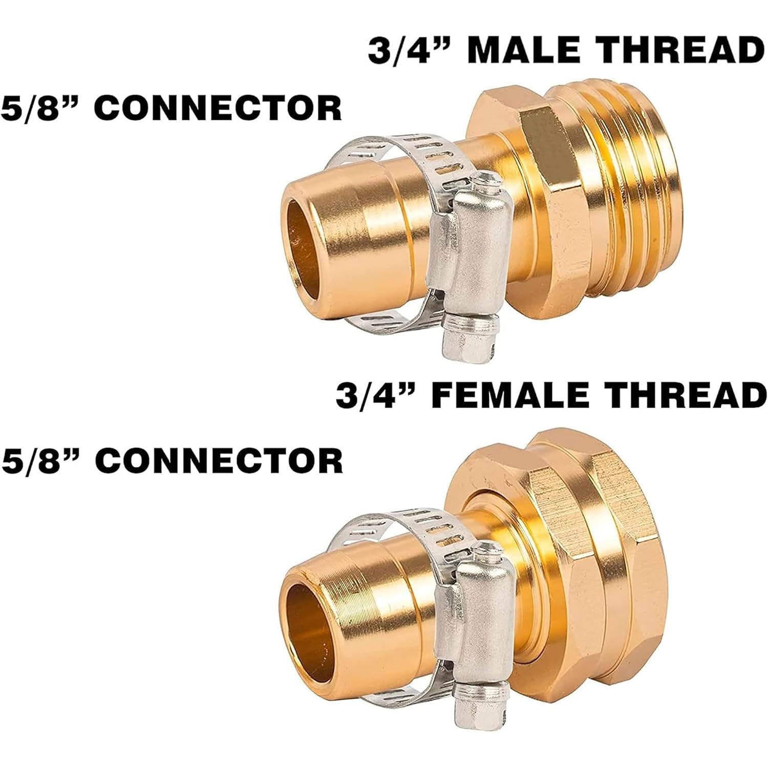 Hourleey Garden Hose Repair Connector With Clamps, Fit For 3/4" Or 5/8" Garden Hose Fitting, Male And Female Hose Adapter Water Hose Repair Kit, 5 Set