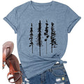 Funny Graphic Women Skinny Pine Tree Shirt Summer Hiking Camping Athletic Tees Nature Casual Comfy Clothes Ink Blue