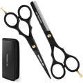 Gmi-Tweezers™-Hair Cutting Scissors For Professionals, And Home Use -Professional Barber Scissors-Hair Scissors For Men And Women-Thinning Shears For Hair Cutting Set-Pack Of 2 (Black)