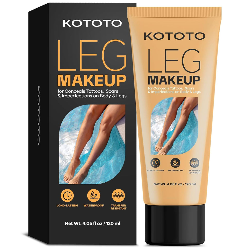 Kototo Tattoo Cover Up Makeup Waterproof (4.05 Fl Oz, Medium Brown), Long Lasting Leg & Body Foundation, Leg Makeup Waterproof No Transfer, Body Coverage Perfector For Scar & Skin Imperfections
