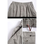 Mens Cotton Loose Drawstring Cargo Short With Full Elastic Waist