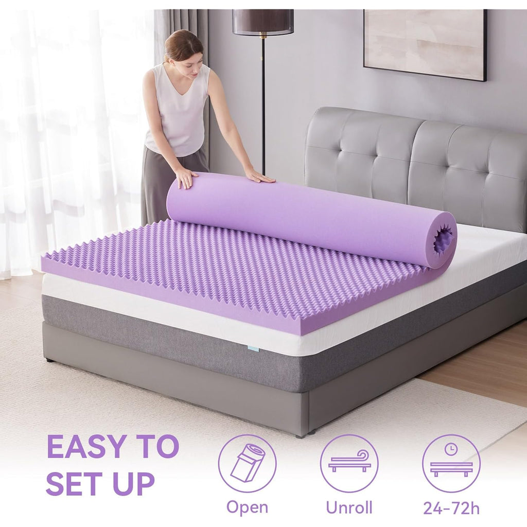Sinweek 2 Inch Egg Crate Memory Foam Mattress Topper Twin Size, Soft Mattress Pad For Back Pain Relief, Bed Topper, Certipur-Us Certified