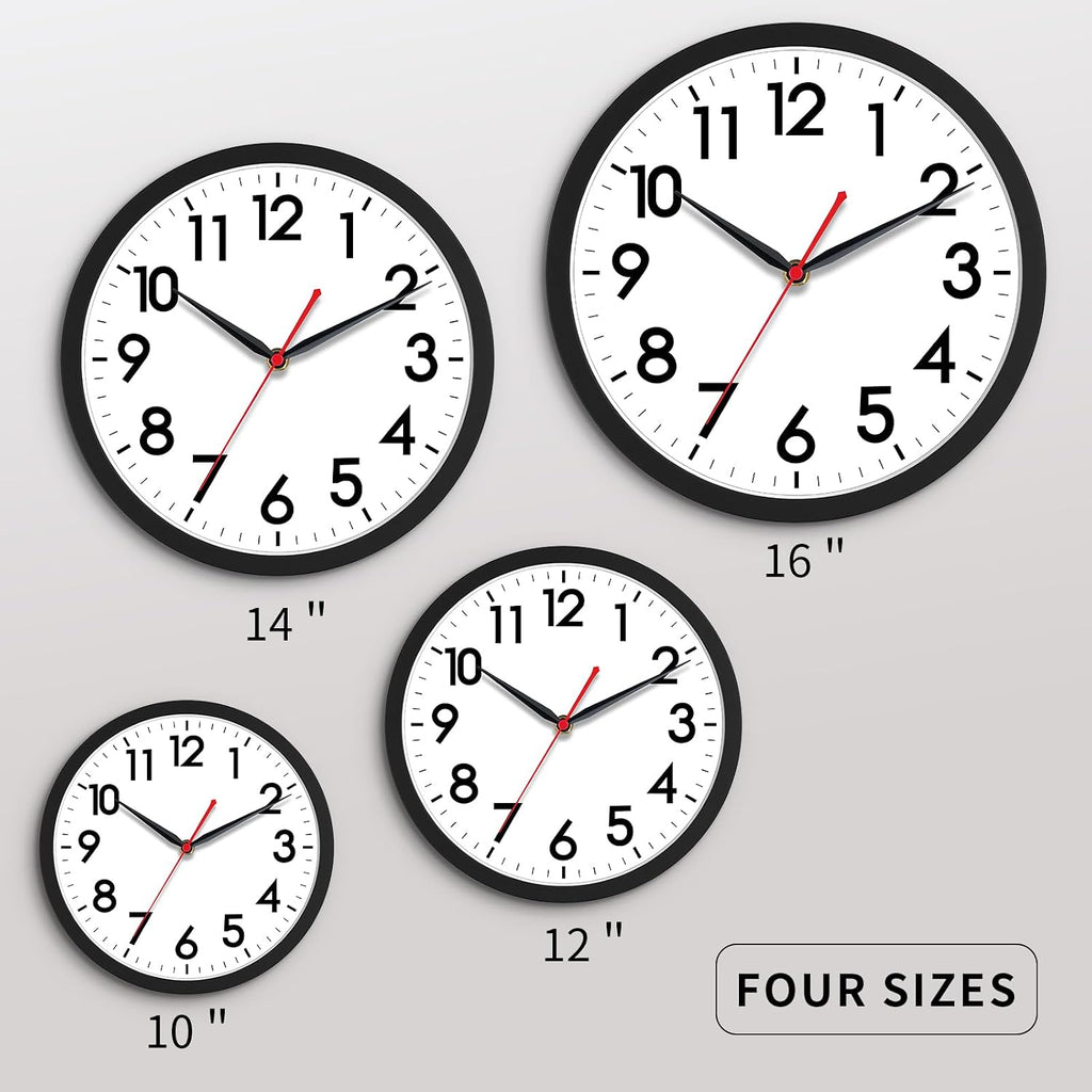 Akcisot 10 Inch Wall Clock, Battery Operated Analog Clock, Silent Non-Ticking, Ideal For Bedroom, Bathroom, Kitchen, Office And School, Black