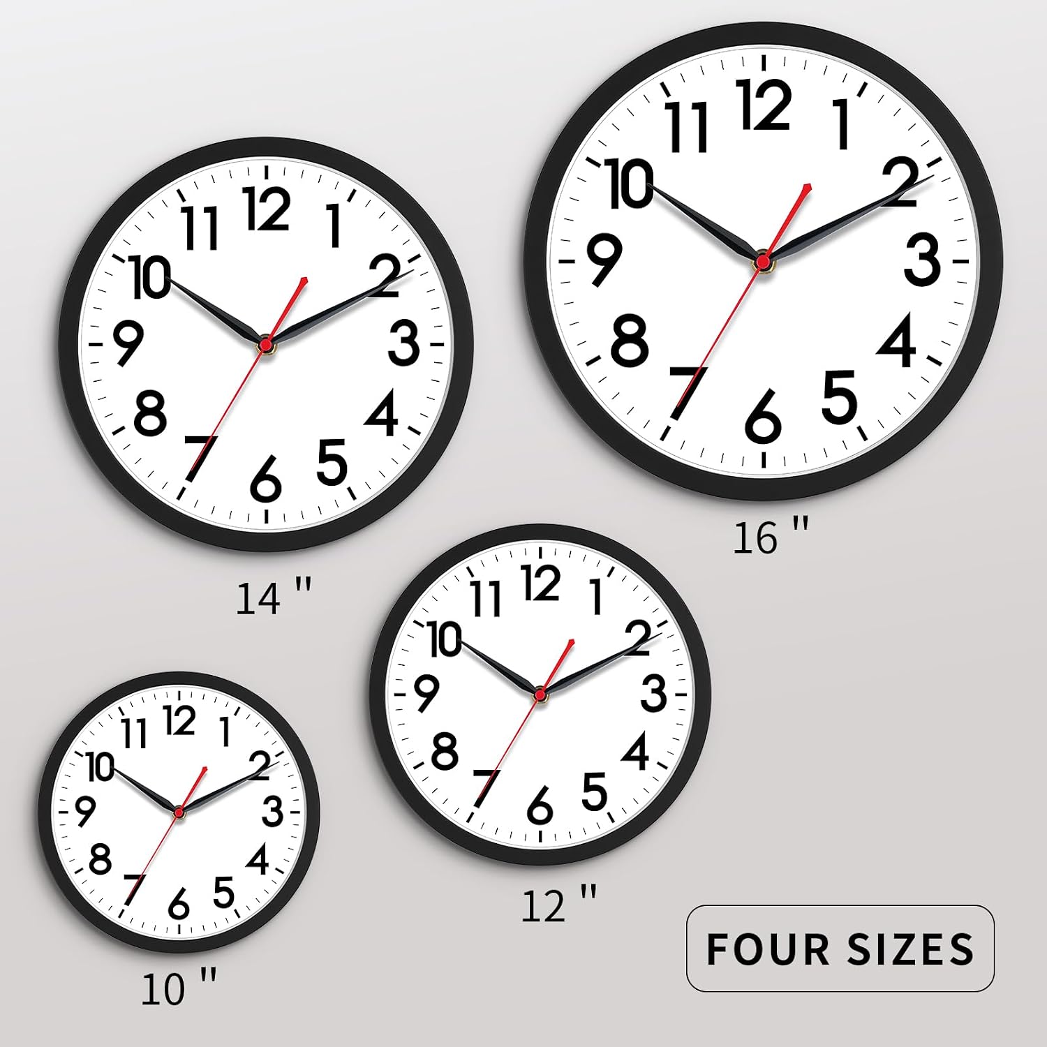 Akcisot 10 Inch Wall Clock, Battery Operated Analog Clock, Silent Non-Ticking, Ideal For Bedroom, Bathroom, Kitchen, Office And School, Black