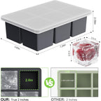 Large Ice Cube Tray For Whiskey: 2" Big Silicone Ice Tray With Lid For Whisky - 3Pack Old Fashioned Ice Cube Trays For Cocktail - Huge Square Cubed Bourbon Ice Cube Maker