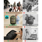 Fanwoli Rolling Vacuum Backpack Travel With One-Button Compression,Carry-On | 55L Expandable | 2-In-1 Design | Built-In Electric Pump | 16 Pockets | Water Resistant | Fits 18” Laptop