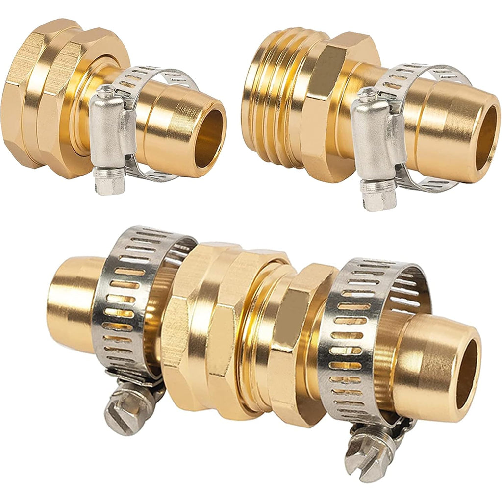 Liulo Tool Garden Hose Repair Connector With Clamps, Fit For 3/4" Or 5/8" Aluminum Garden Hose Fitting, Male And Female Hose Fittings, 5 Sets