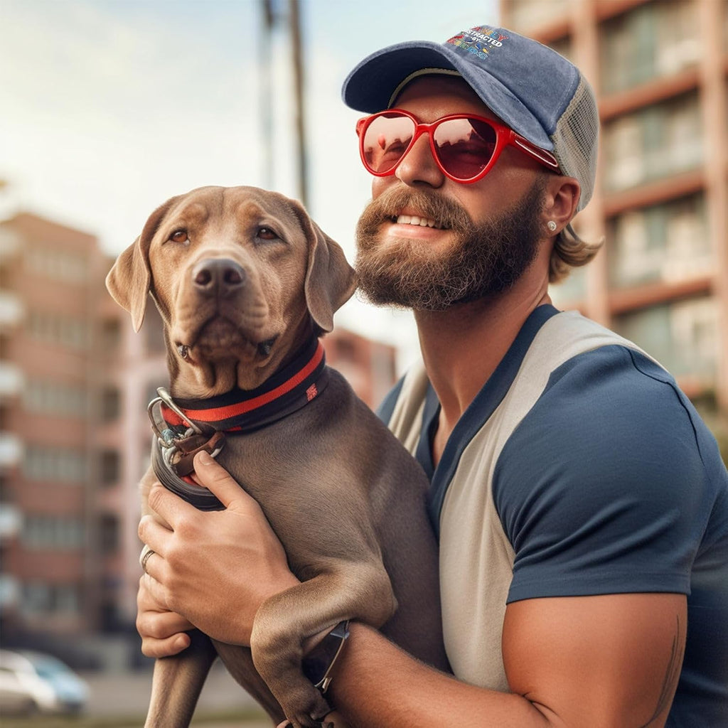 Easily Distracted By Trucker Hat, Funny Mesh Baseball Cap For Dog, Plant, Bird, Nature, Car & Aviation Lovers