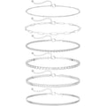 DEARMAY 14K Gold Plated Ankle Bracelets for Women Waterproof - Dainty 6Pcs Anklets Layered Cuban Link Chain Herringbone Cute Anklets Set Pack Summer Beach Jewelry Gift for Women Teen