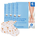 PLANTIFIQUE Korean Foot Mask with Shea Butter 4 Pairs box for Dry & Cracked Feet | Hydrating Socks for Soft Heels | Intense Moisturizing and Repairing Dry Rough Skin | Foot Spa | Happy Feet Mask
