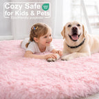 Amdrebio Light Pink Round Circle Rug 4Ft for Girls Bedroom, Fluffy Cute Area Rugs for Kids Room Decor Aesthetic, Small Shag Fur Carpet for Nursery Dorm Classroom Playroom Teen Toddler Baby Corner