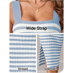 Merokeety Womens Summer Striped Bodycon Midi Dress 2026 Beach Vacation Sleeveless Tank Ribbed Knit Baby Shower Sweater Dress