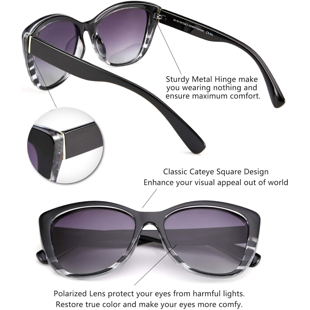 FEISEDY Polarized Vintage Sunglasses American Womens Square Jackie O Cat Eye Sunglasses B2451