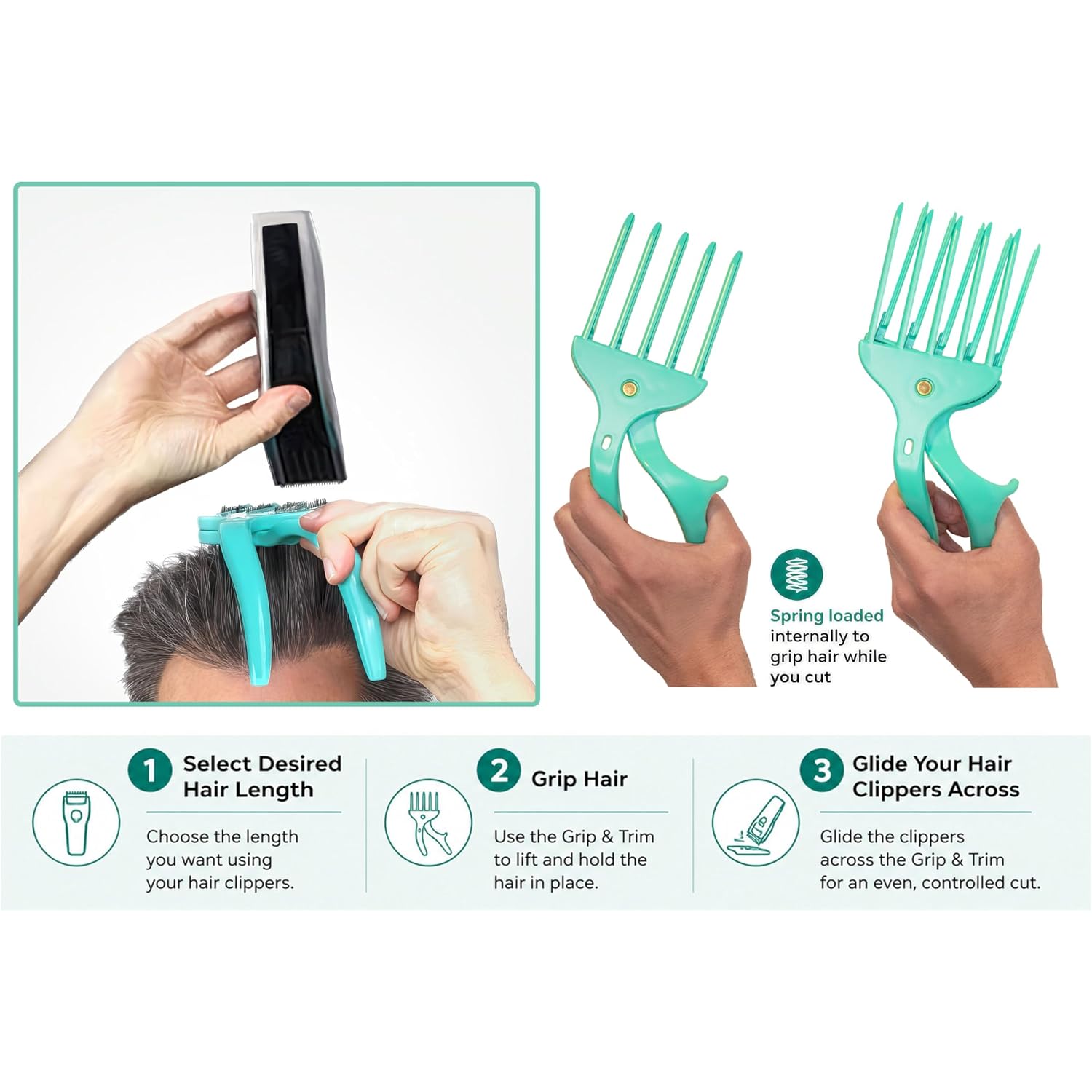 Cut Your Own And Other'S Hair At Home The Easy Way | Diy Haircut Tool For Everyone | Use With Your Hair Clippers For Clean, Even Trims Every Time With Grip And Trim.