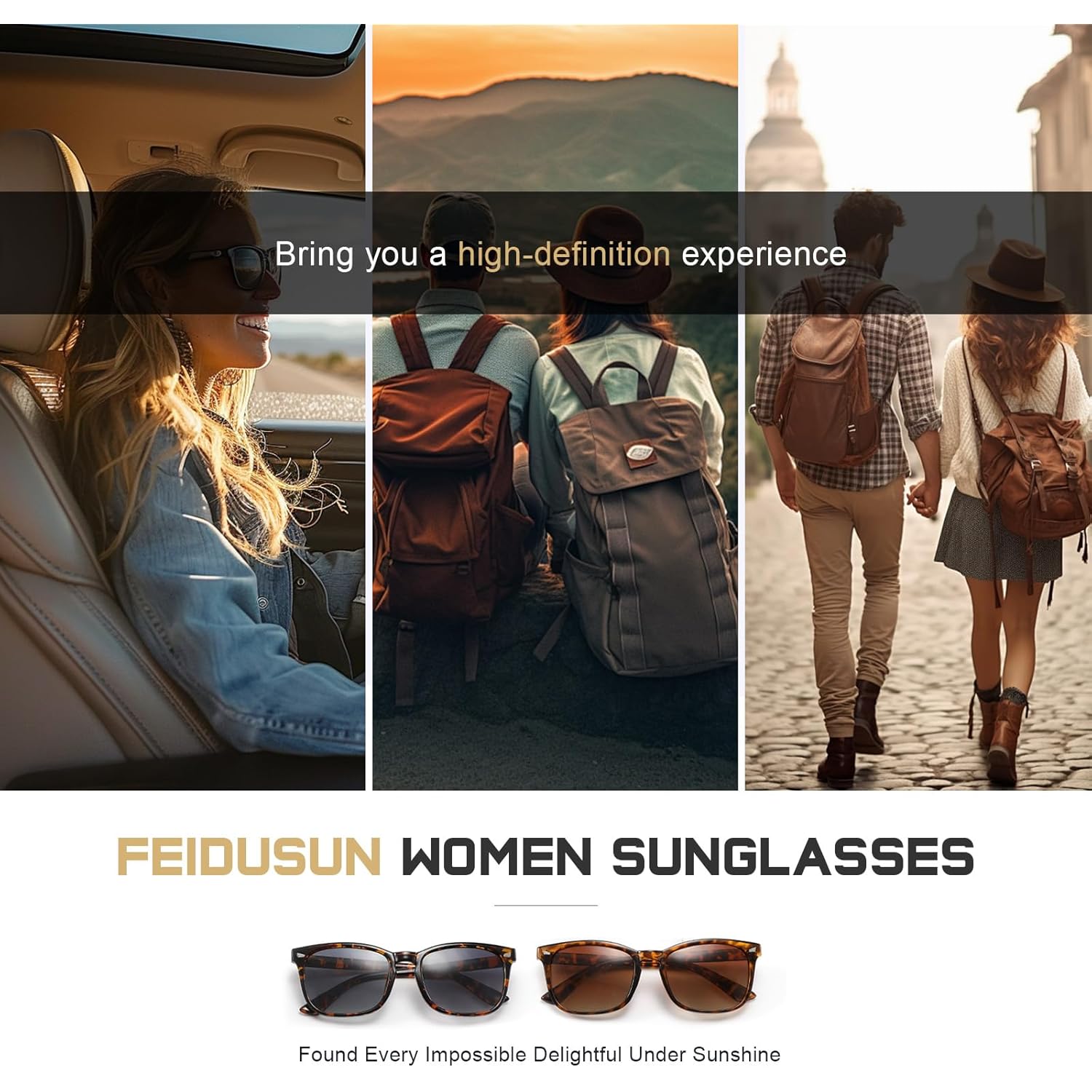 FEIDUSUN Polarized Sunglasses for Women and Men Classic Trendy Sun Glasses with UV Protection
